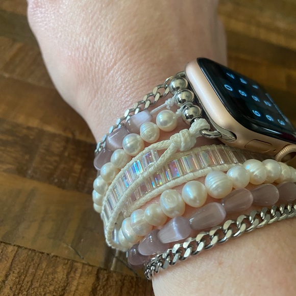 Victoria Emerson Mixed Media, Silver Chain Clasp, Mini Cuff Apple Watch Bracelet - Picture 5 of 5